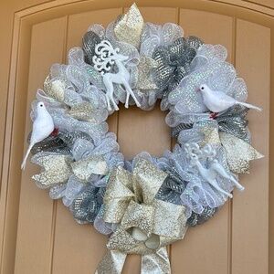 Wintertime Deco Mesh Wreath 19”